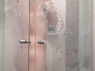 Big Dick Ducha Gym Hairy Bush Jerking off Cum in Mirror