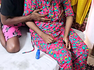 Indian desi wife in her first threesome with stepsister