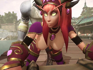A day at the Harbor with redhead elf and werewolf : Warcraft parody