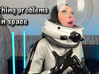Miss_Fetilicious Astronaut Breath Play in Space  Latex Catsuit & Mask Solo