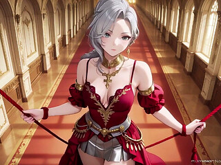 Silver Queen on the Golden Throne! Red Silk, Lazy Gaze, and a Teasing Glance That Melts You
