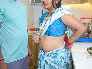 Desi Aunty in Saree Gives Hot Blowjob & Takes Sperm for Daughter-in-Law - Pinki Cute