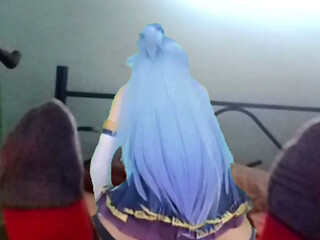 Konosuba Aqua rides me while I jerk off
