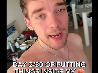Cute Boy with Big Ass Fucks himself with a Huge Dildo - 2/30 Days Anal Challenge