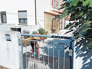 Neighbour's tight body sends his cock hard every time he sees her