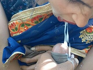 Desi Bhabhi Seema Presses Boobs and Swallows Cum in Mouth