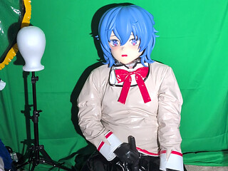 PVC Kigurumi Cosplayer Madoka Uniform Vibrator and Breathplay