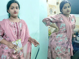 Maid aunty was sick so she sent her virgin step-daughter for work today
