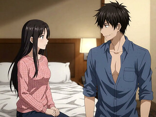 Stepsister and stepbrother share a room in hotel on vacation