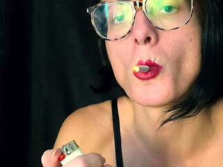 Tattooed MILF Cris Bathory Smoking Fetish & Anal Sex Session - Big Tits Squirting