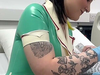 Nurse Ruby's Sounding Exam - Sizing up Her Patient's Tiny Urethra