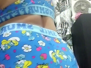 Sexy Filipina MILF, Shaking, Rubbing, & Smacking Her Big Smurf Ass & Pussy