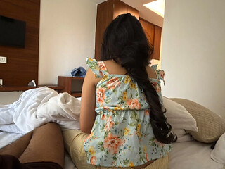 Morning hotel sex with stepsister leads to her getting fucked and him