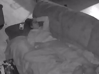 Babysitter caught on camera rubbing her wet pussy on your couch