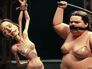 Skinny Slave in Bondage Whipped by Fat SSBBW Mistress