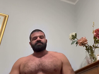 Massive Stepdaddy Has His Feet, Chest and Ass Worshipped, Before Jerking off and Cumming.