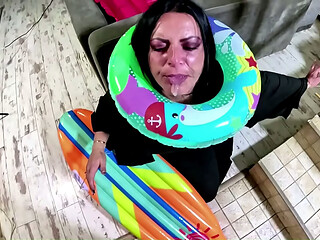 Dominant Witch Inflatable Fetish. Deepthroat, Doggy Creampie, Popping and Intense Orgasm