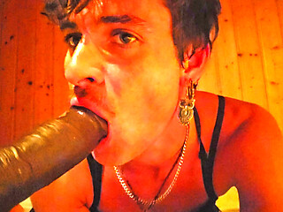 Blowjob to my bbc dildo