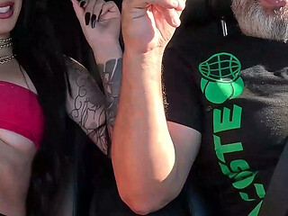 Kah Resende, the Shaking Her Booty and Dancing in the Passenger Seat in Bragana Paulista.