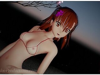 Mmd R18 4k - Misaka Mikoto - Bikini And Stockings - Bad Boy - 1023